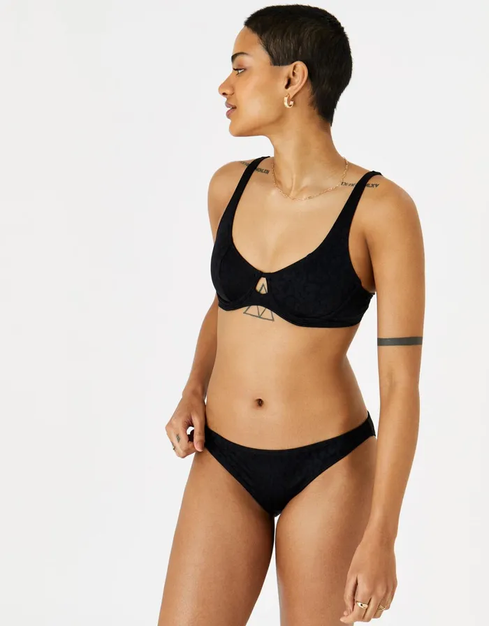 Accessorize Leopard Jacquard Bikini Bottoms Black Black Women Bikinis