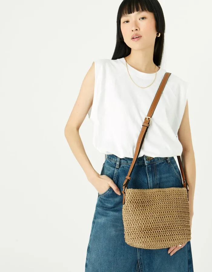 Accessorize Maeve Raffia CrossBody Bag Natural Women Beach Bags