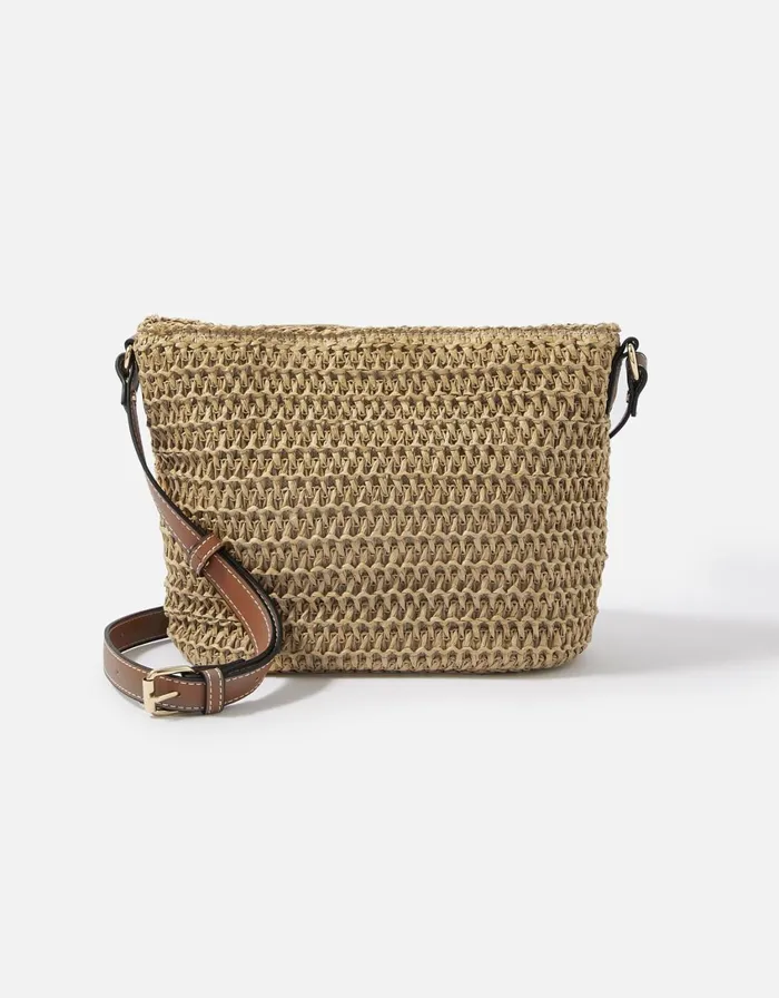 Accessorize Maeve Raffia CrossBody Bag Natural Women Beach Bags