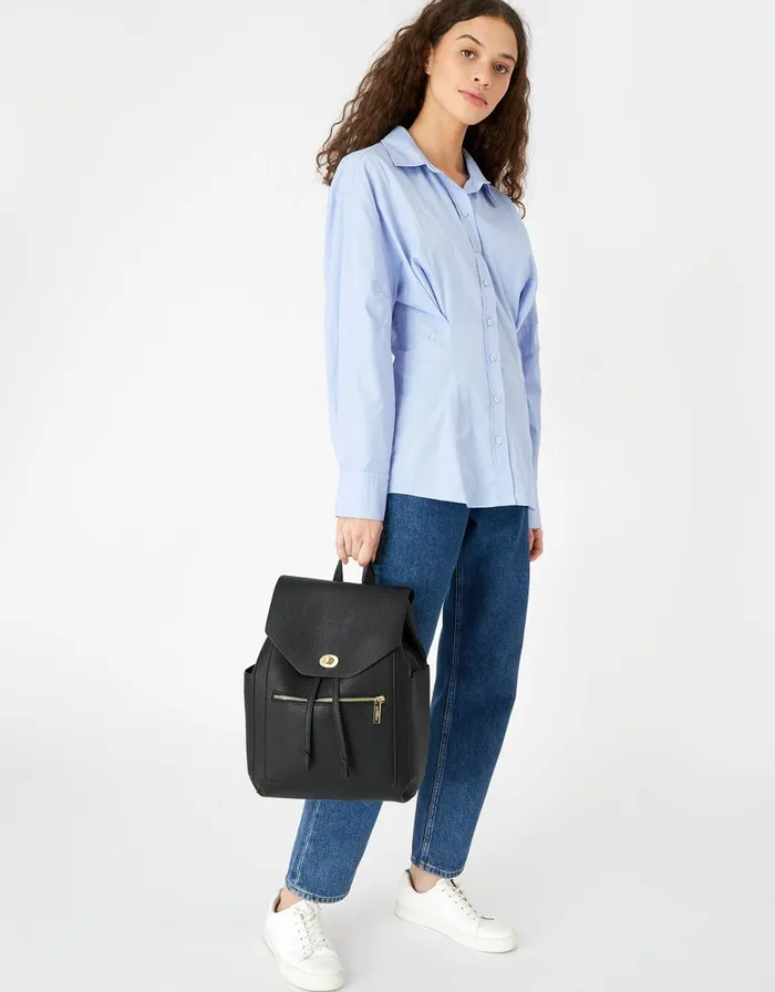 Accessorize Nikki Zip Backpack Black Black Women Backpacks