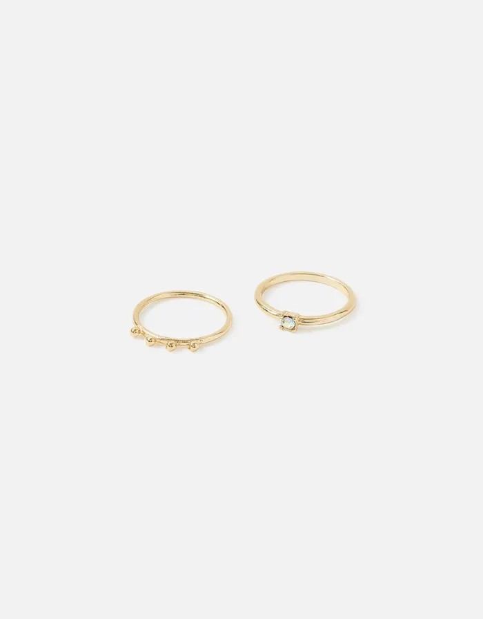 Accessorize Opal And Bobble Stacking Ring Duo Green Green Women Rings
