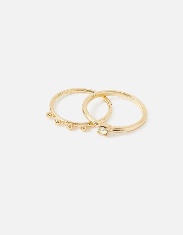 Accessorize Opal And Bobble Stacking Ring Duo Green Green Women Rings
