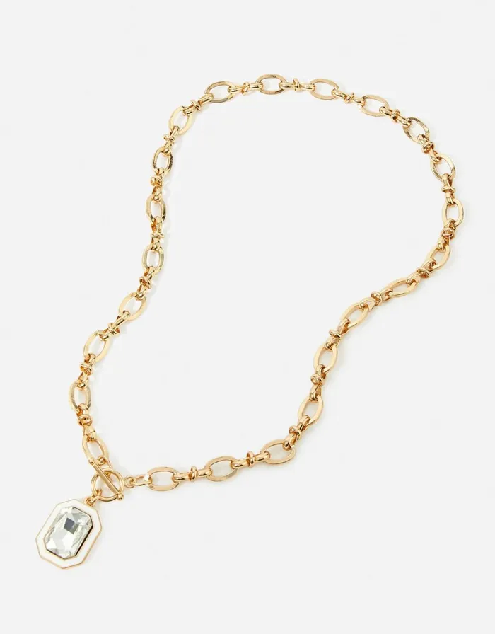 Accessorize Pastel Pop Enamel Crystal Chain TBar Pendant Necklace Women Necklaces