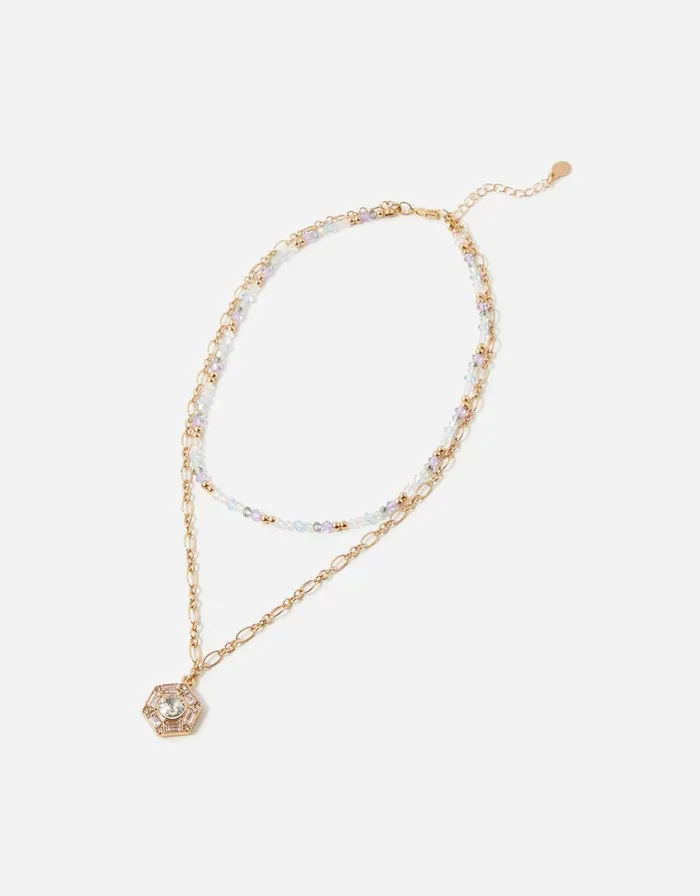 Accessorize Pastel Pop Facet Bead And Crystal Layered Necklace Women Necklaces