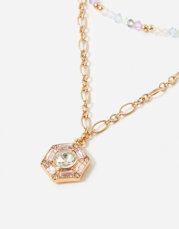 Accessorize Pastel Pop Facet Bead And Crystal Layered Necklace Women Necklaces