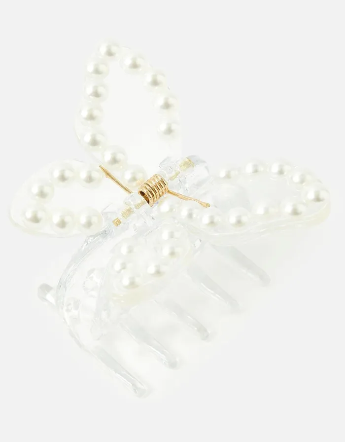 Accessorize Pearl Resin Butterfly Claw Clip Women Hair Accessories
