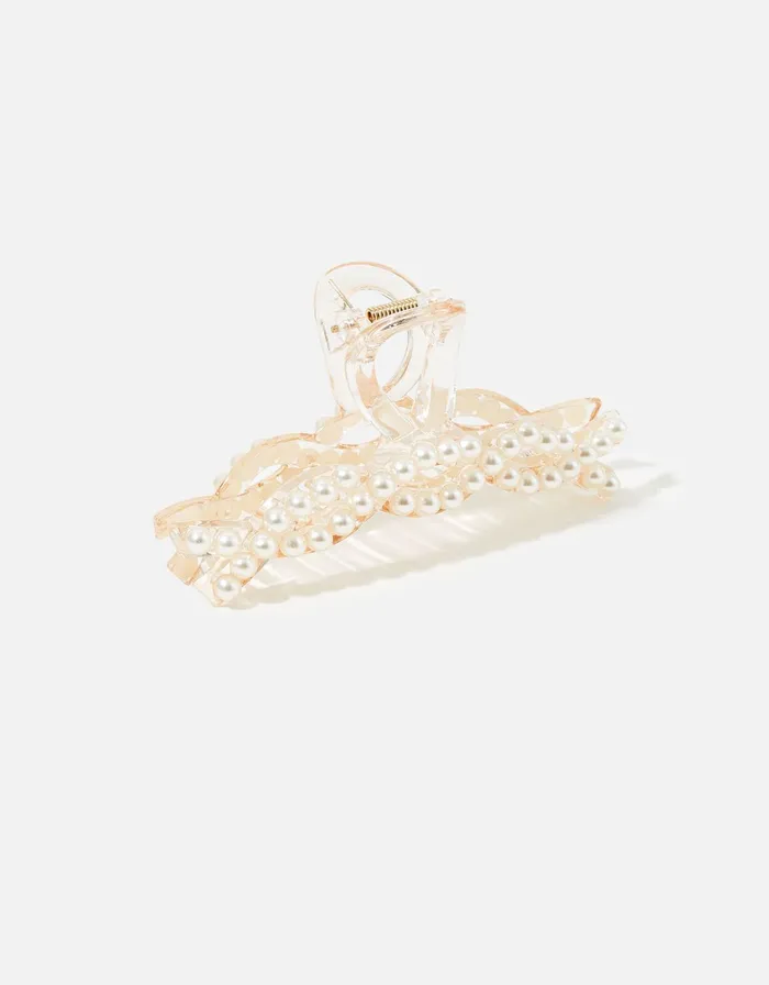 Accessorize Plaited Pearl Resin Claw Clip Women Hair Accessories
