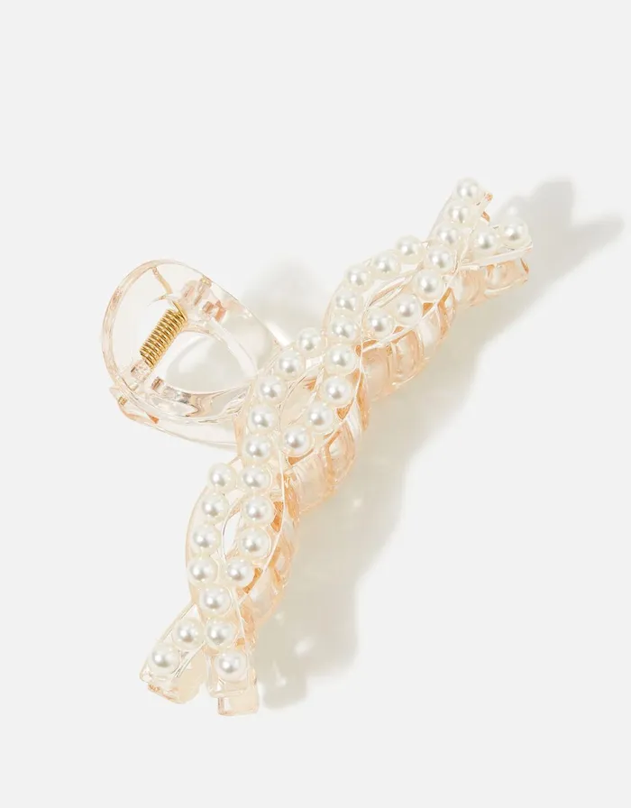 Accessorize Plaited Pearl Resin Claw Clip Women Hair Accessories