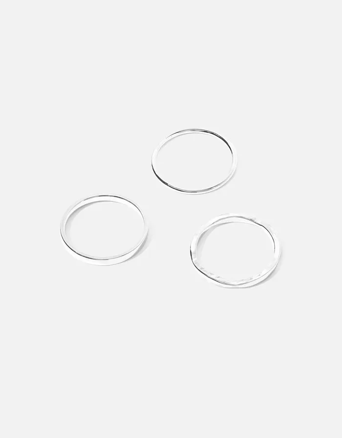 Accessorize PlatinumPlated Band Stacking Rings Silver Silver Women Rings