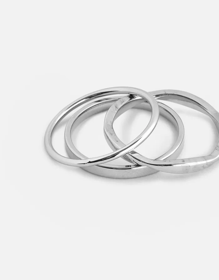 Accessorize PlatinumPlated Band Stacking Rings Silver Silver Women Rings