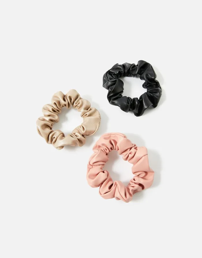 Accessorize PU Scrunchie Set Women Hair Accessories