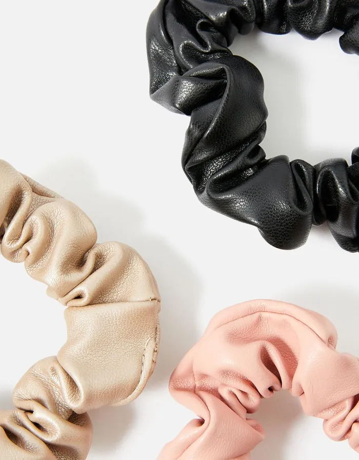 Accessorize PU Scrunchie Set Women Hair Accessories