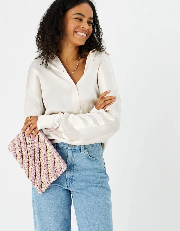 Accessorize Raffia Pouch Women Purses and Wallets