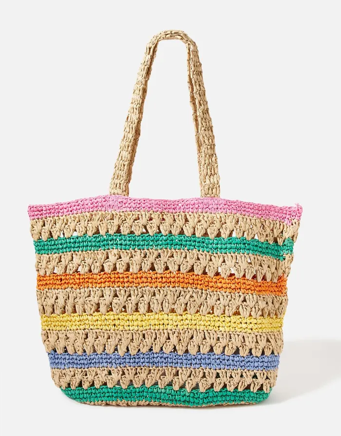 Accessorize Rainbow Raffia Shopper Bag Women Beach Bags