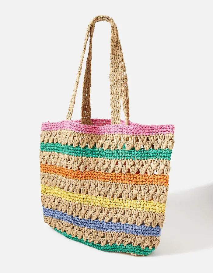Accessorize Rainbow Raffia Shopper Bag Women Beach Bags