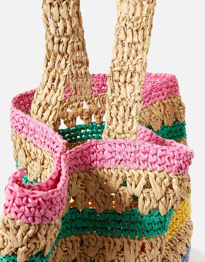 Accessorize Rainbow Raffia Shopper Bag Women Beach Bags