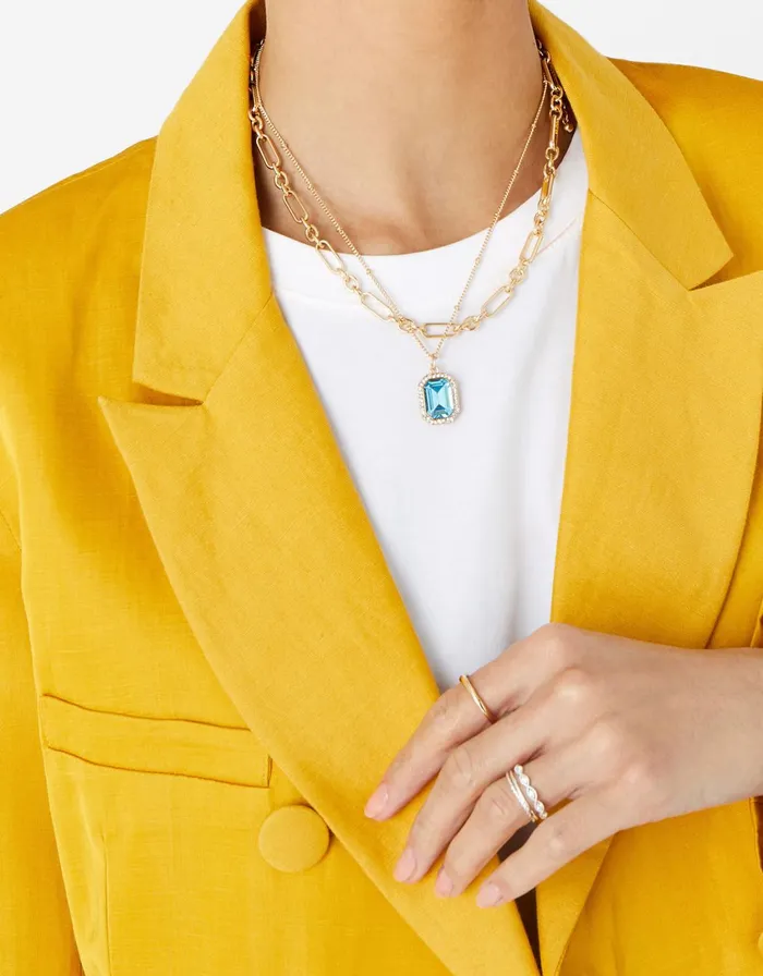 Accessorize Rectangle Halo Pendant Women Necklaces