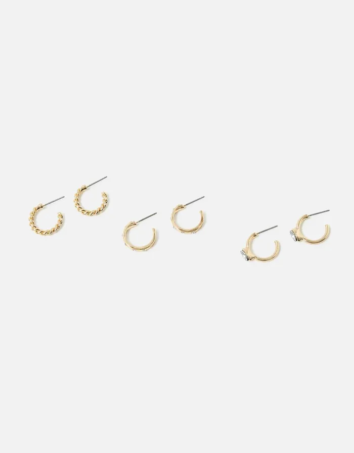 Accessorize Romantic Ramble Crystal Huggie Hoop Set Women Earrings