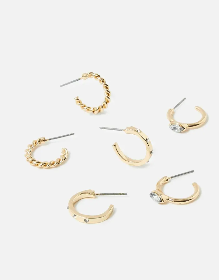Accessorize Romantic Ramble Crystal Huggie Hoop Set Women Earrings