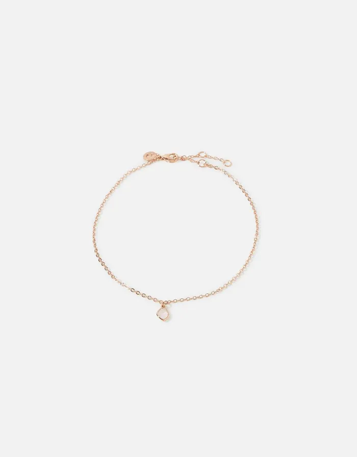 Accessorize Rose GoldPlated Rose Quartz Anklet Women Anklets