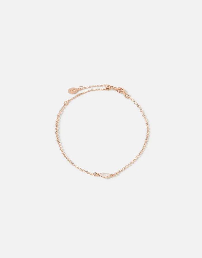 Accessorize Rose GoldPlated Rose Quartz Station Bracelet Women Bracelets