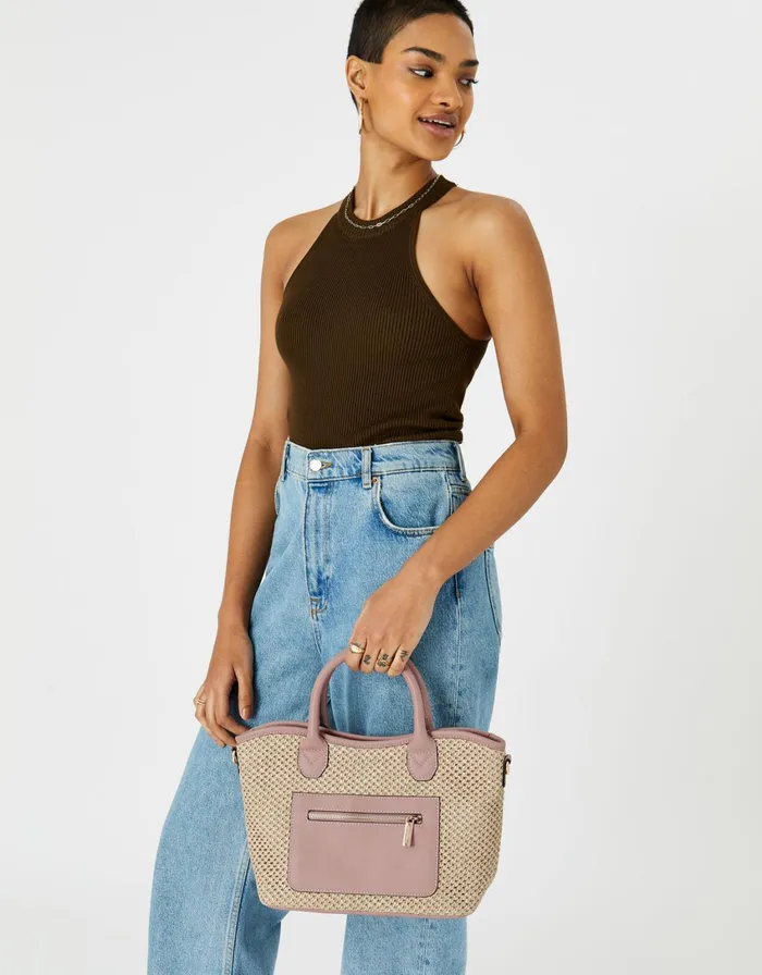 Accessorize Rosie Raffia Handheld Bag Nude Nude Women Top Handle Bags