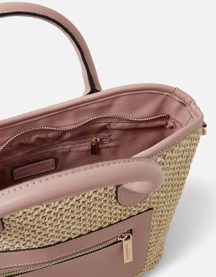 Accessorize Rosie Raffia Handheld Bag Nude Nude Women Top Handle Bags