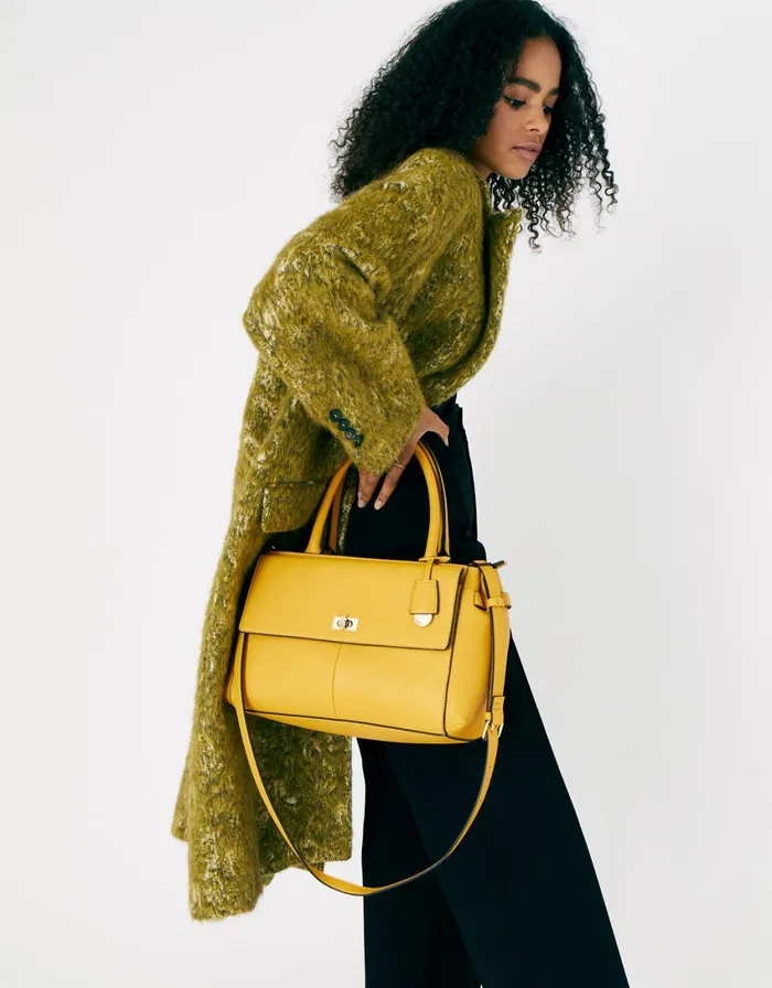 Accessorize Sandra Grab Bag Yellow Ochre Women Vegan Bags Backpacks and Purses