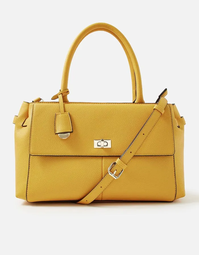 Accessorize Sandra Grab Bag Yellow Ochre Women Vegan Bags Backpacks and Purses