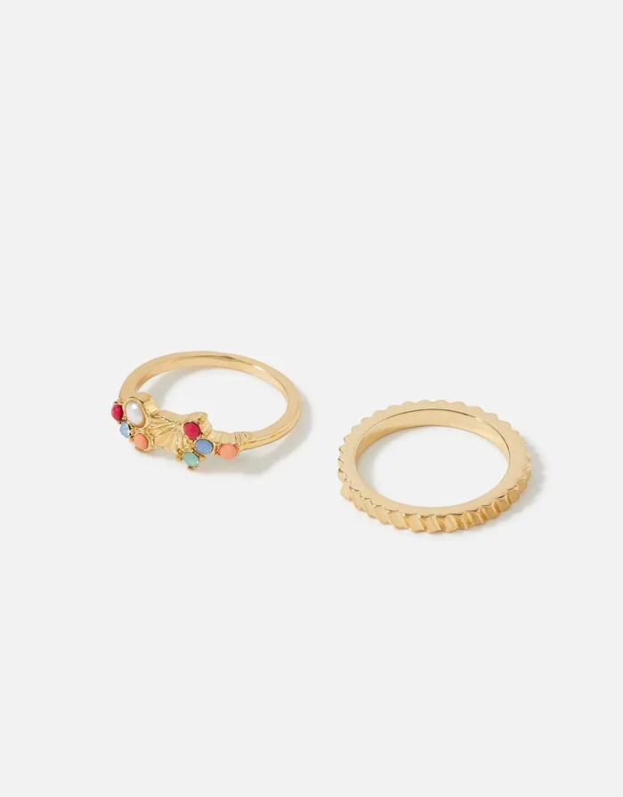 Accessorize Seascape Shell Tiny Gem Ring Twinset Multi Pastelmulti Women Rings