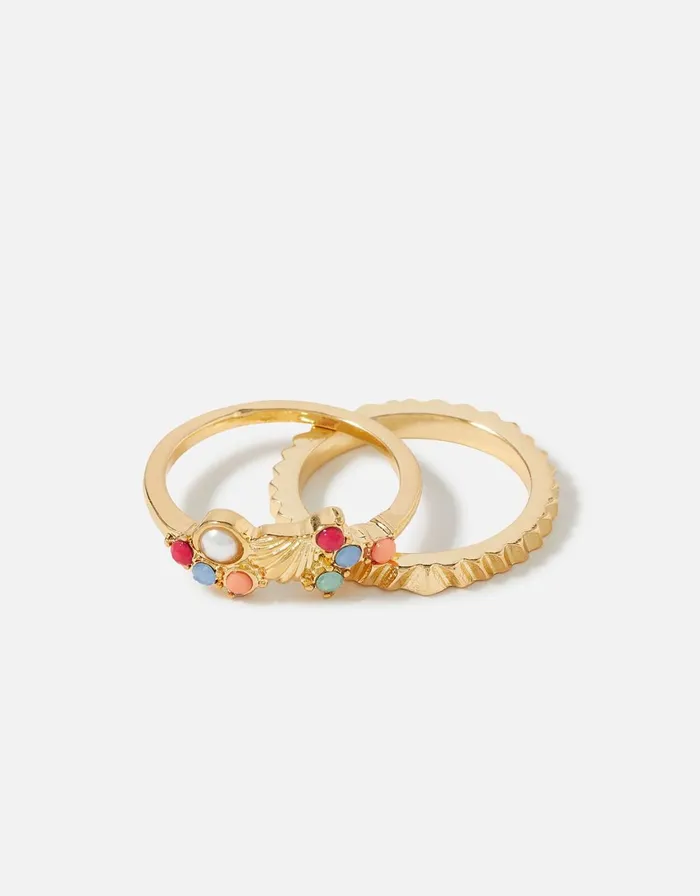 Accessorize Seascape Shell Tiny Gem Ring Twinset Multi Pastelmulti Women Rings