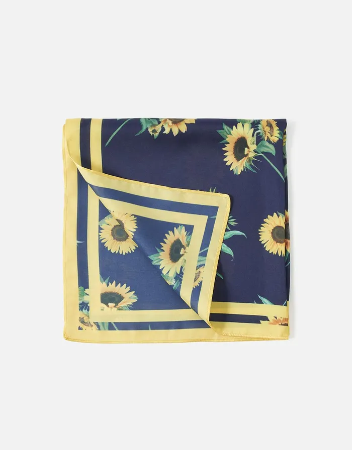 Accessorize Sienna Sunflower Small Satin Square Scarf Women Scarves