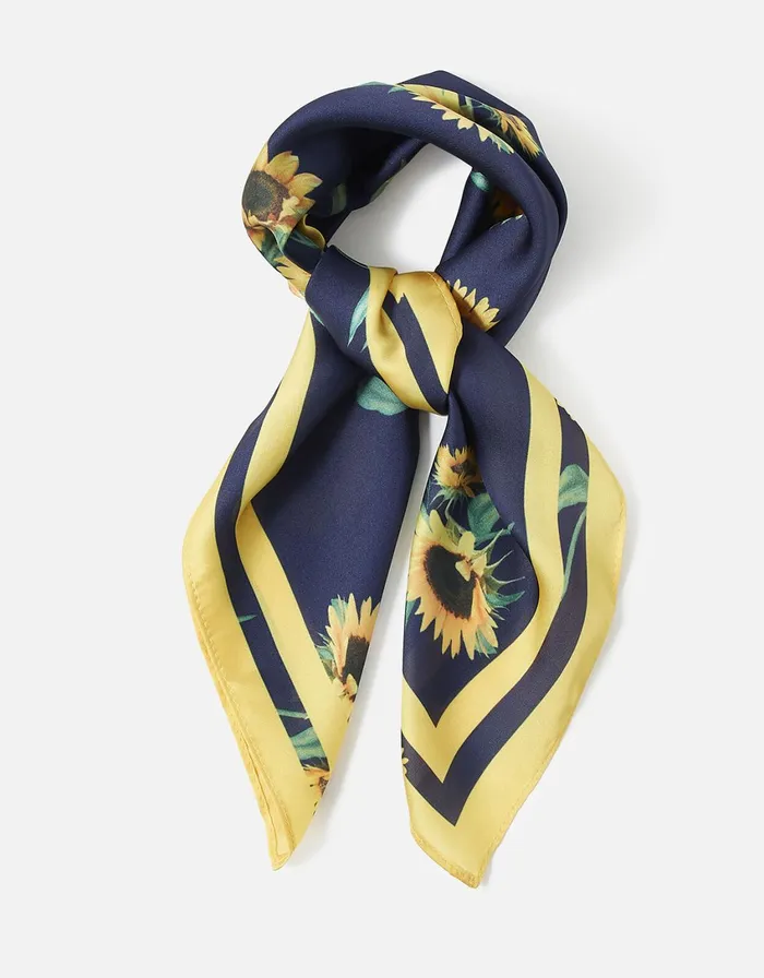 Accessorize Sienna Sunflower Small Satin Square Scarf Women Scarves