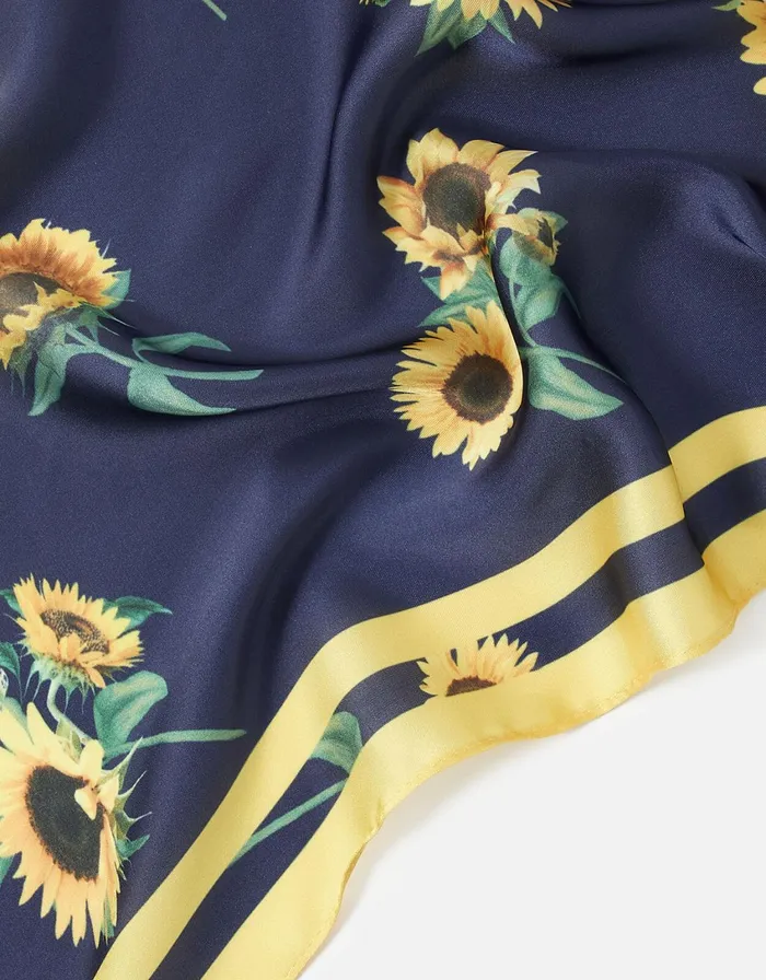 Accessorize Sienna Sunflower Small Satin Square Scarf Women Scarves