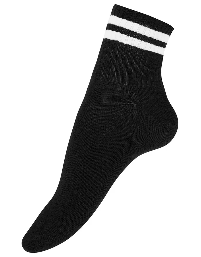 Accessorize Sport Stripe Varsity Ankle Socks Black Women Socks and Tights