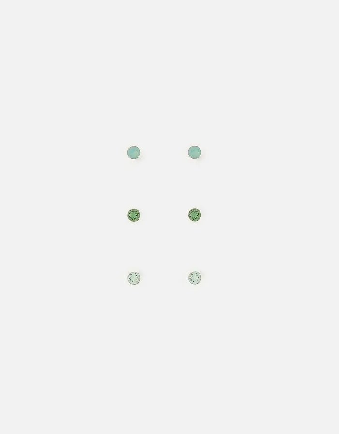 Accessorize Sterling Silver Crystal Studs Green Green Women Earrings