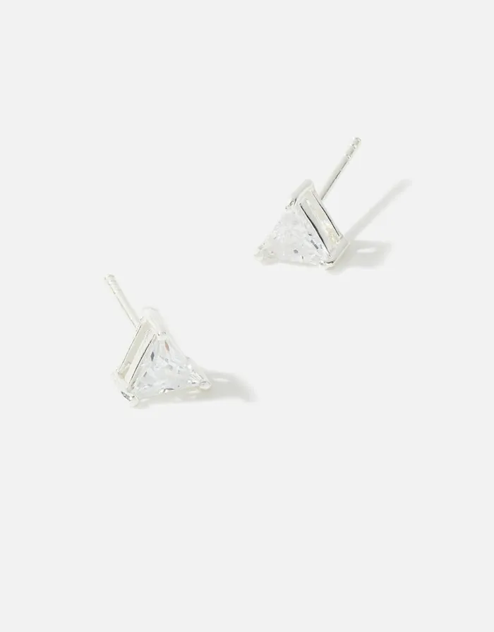 Accessorize Sterling Silver Cubic Zirconia Triangle Studs Women Earrings