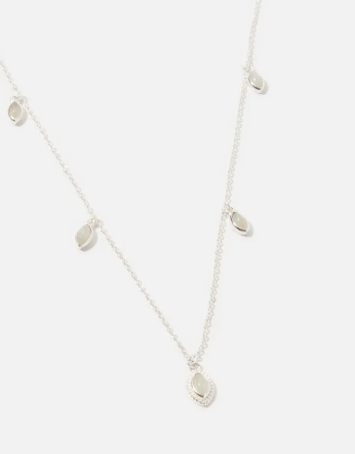 Accessorize Sterling Silver Moonstone Droplet Pendant Necklace Women Necklaces