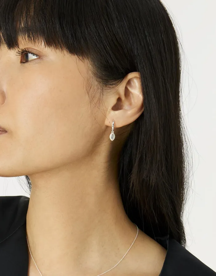 Accessorize Sterling Silver Moonstone Hoops Women Earrings