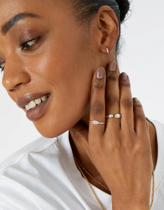 Accessorize Sterling Silver Moonstone Ring Silver St Silver Women Rings