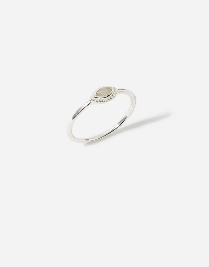 Accessorize Sterling Silver Moonstone Ring Silver St Silver Women Rings