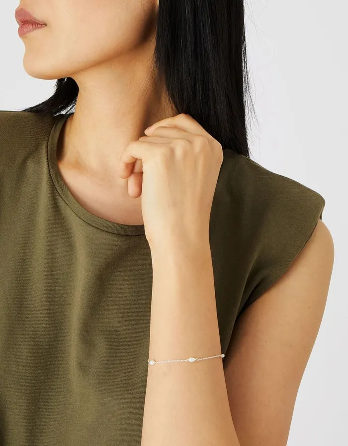 Accessorize Sterling Silver Pearl Station Bracelet Women Bracelets