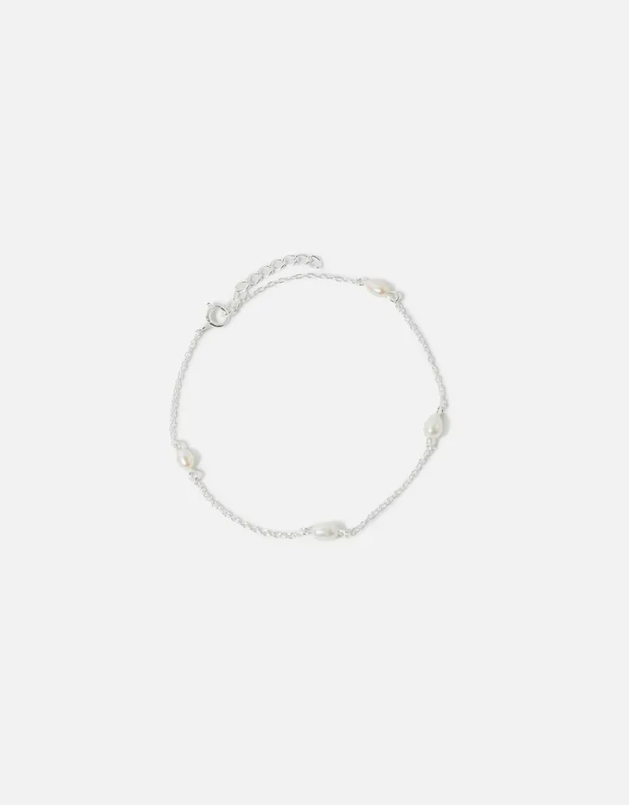 Accessorize Sterling Silver Pearl Station Bracelet Women Bracelets