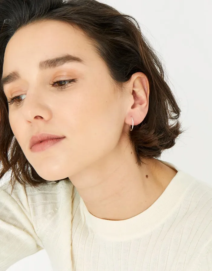 Accessorize Sterling Silver Plain Mini Hoop Set Women Earrings