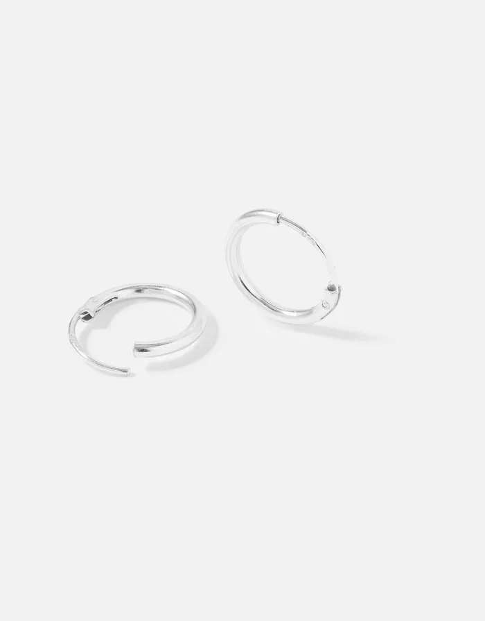 Accessorize Sterling Silver Simple Huggie Hoops Women Earrings