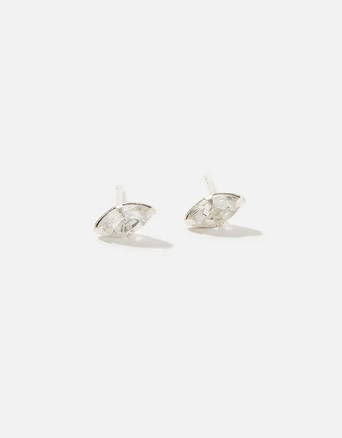 Accessorize Sterling Silver Sparkly Marquise Studs Women Earrings