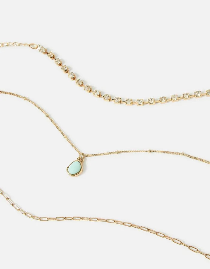 Accessorize Stone And Cupchain Anklet Set Women Anklets