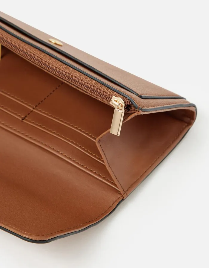 Accessorize Stud Wallet Tan Tan Women Vegan Bags Backpacks and Purses