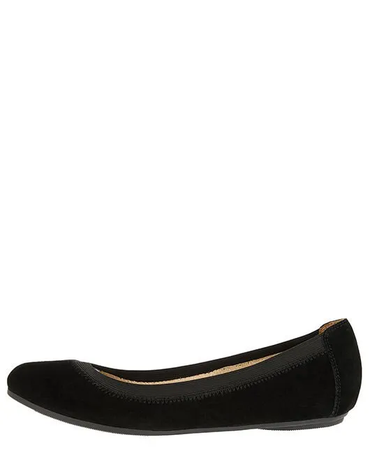Accessorize Suede Elasticated Ballerina Flats Black Black Women Flat Shoes