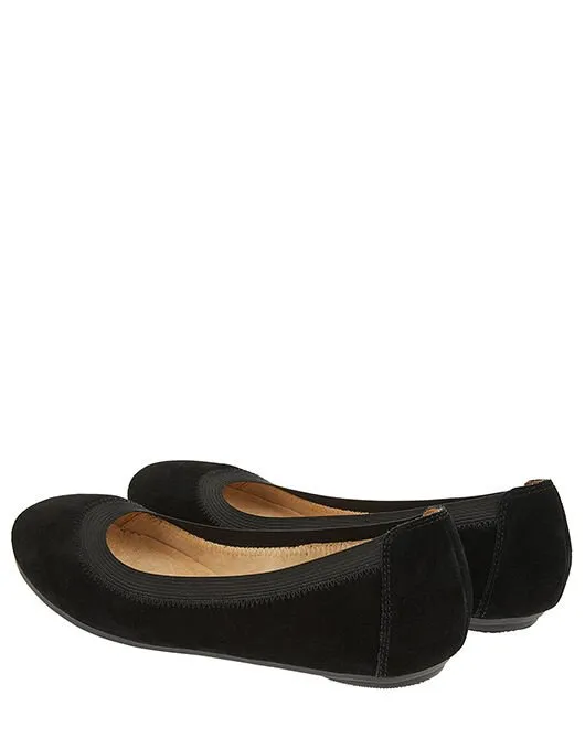 Accessorize Suede Elasticated Ballerina Flats Black Black Women Flat Shoes